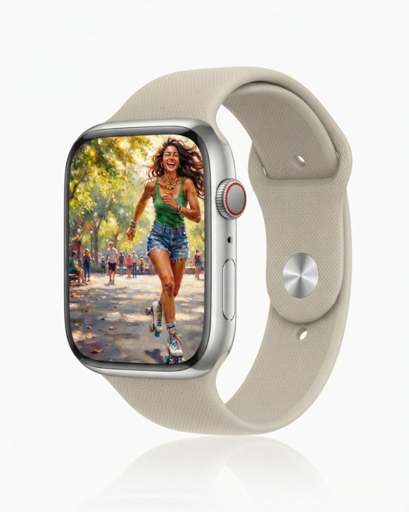 Model wearing Sport Band – Antique White Apple Watch band