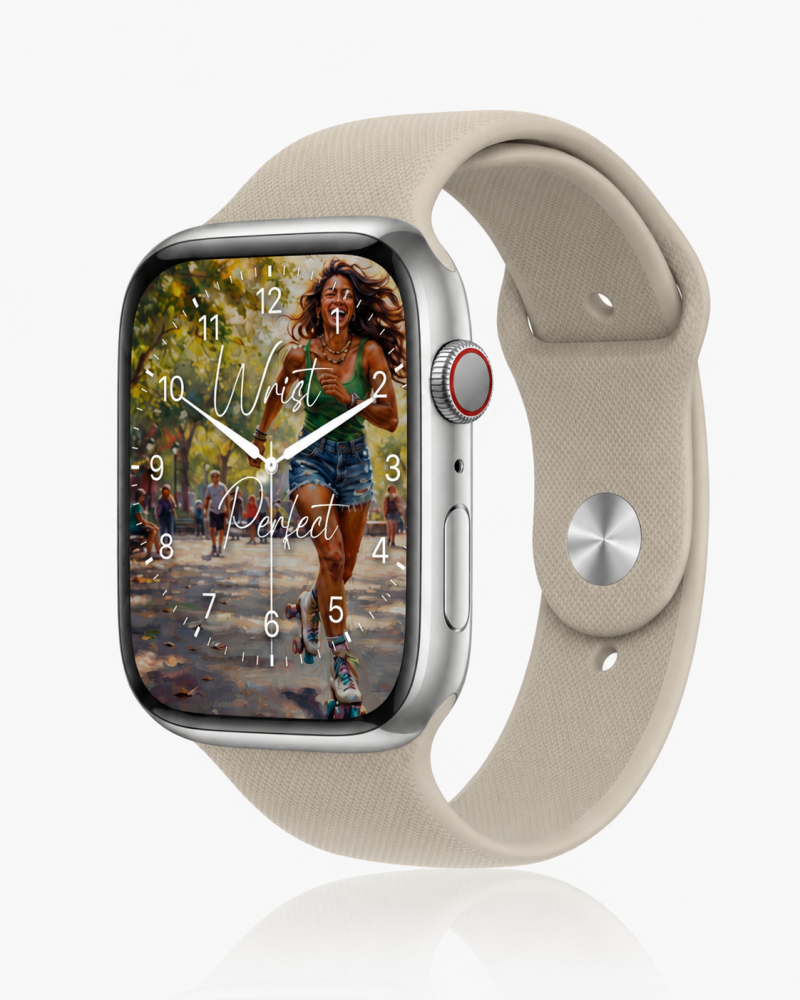 Model wearing Sport Band – Antique White Apple Watch band