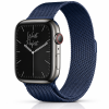 Model wearing Milanese Loop – Blue Apple Watch band